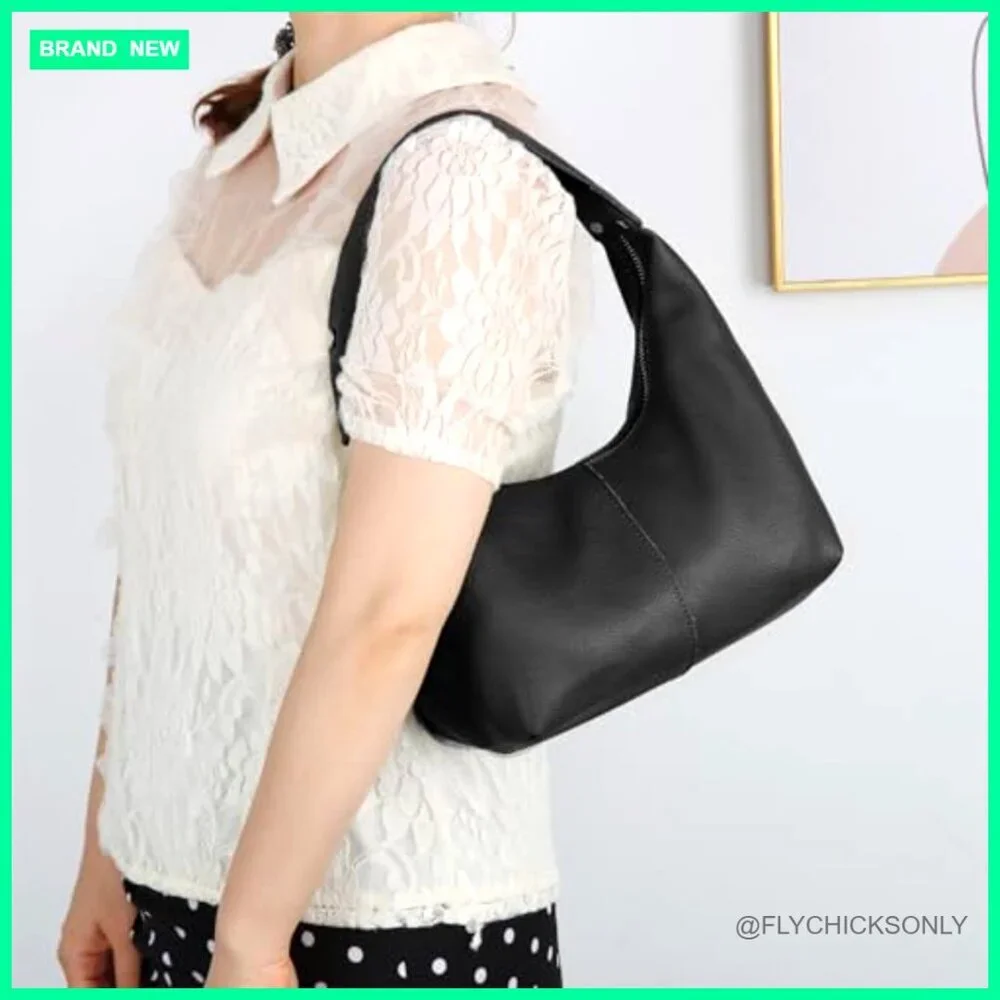 Medium Crossbody Hobo Bag with Zipper Closure and Shoulder Strap